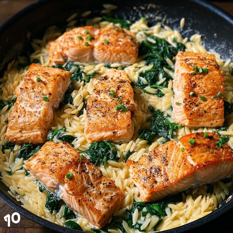 One Skillet Salmon with Lemon Orzo Recipe