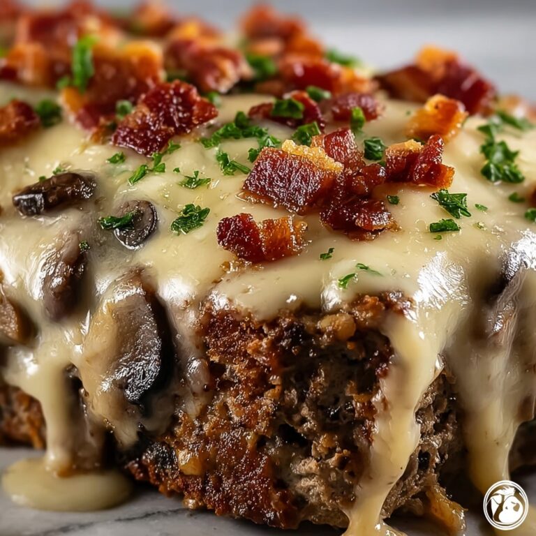 Mushroom Swiss Turkey Bacon Meatloaf Casserole Recipe